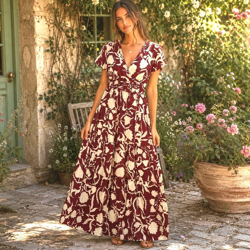 Anthropologie Meadow Rhodes Medium Maxi Dress Floral Cottage Coquette Feminine M